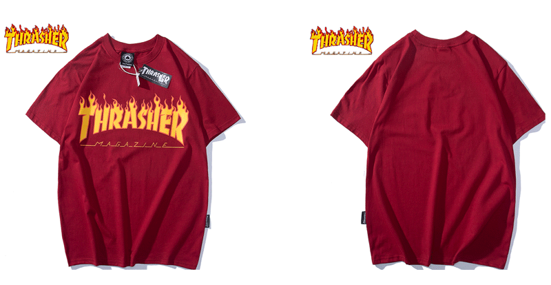 火焰衣服thrasher,火焰衣服thrasher卫衣 thrasher火焰t恤男式短袖宽松印花男女同款t恤上衣