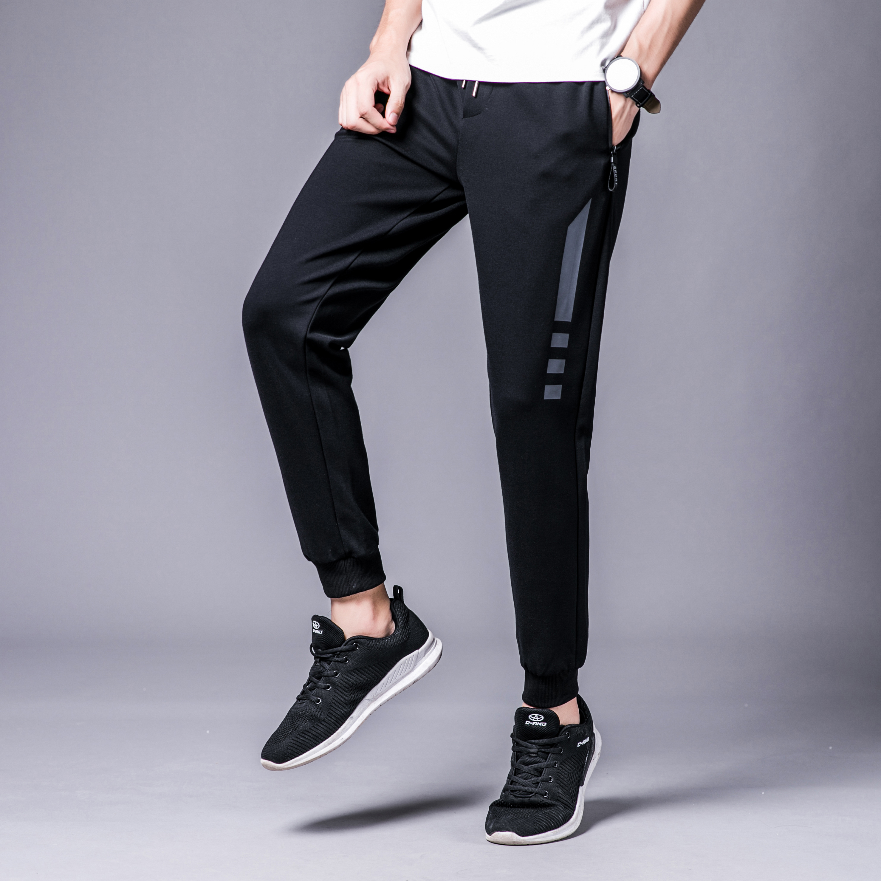 夏季裤子男冰丝超薄款运动裤男士新款2018韩版潮流休闲裤百搭