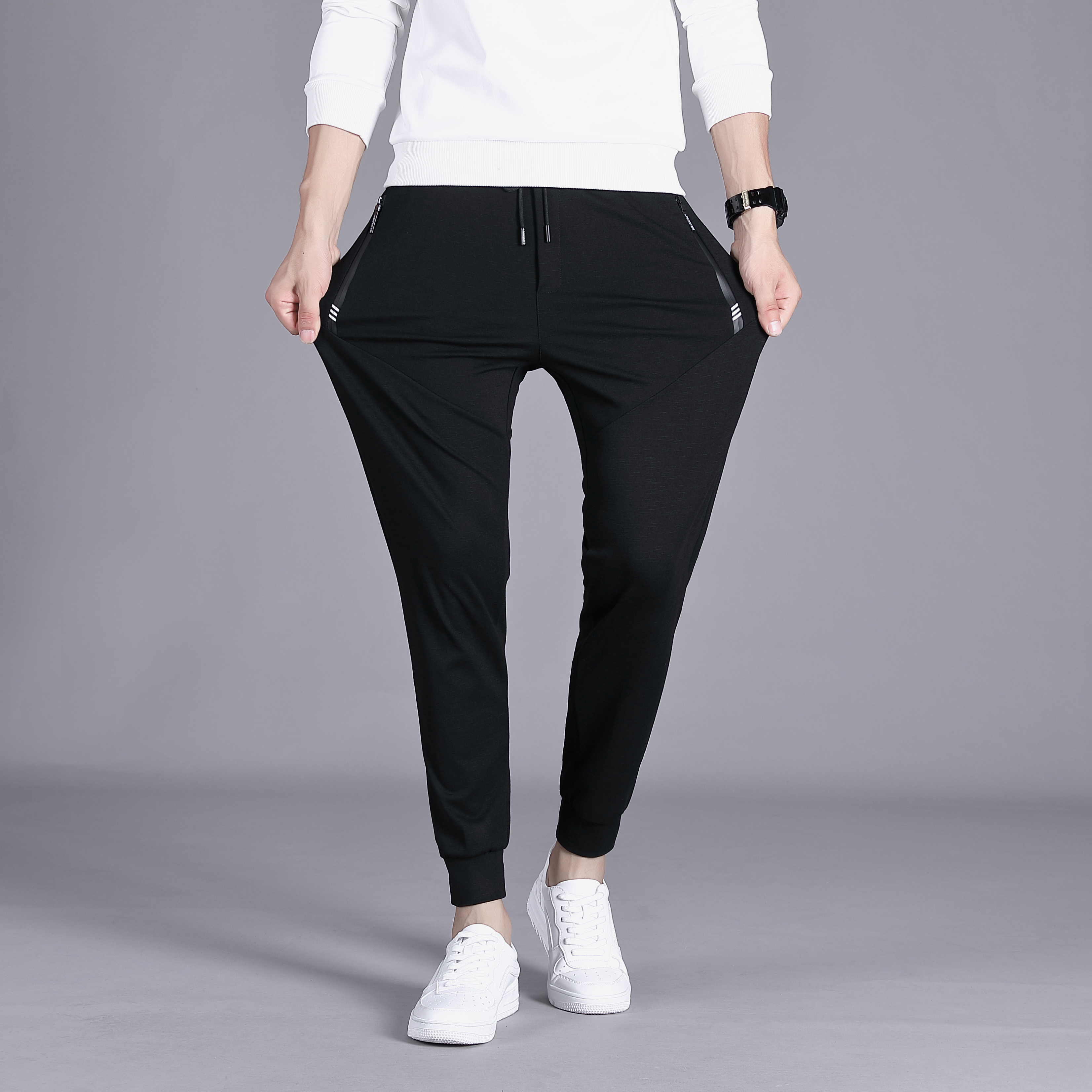 5569针织长裤男士秋季运动裤休闲裤不起球收口裤子l-8xl