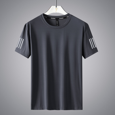 夏季男士冰丝速干T恤户外男运动休闲透气舒适圆领短袖