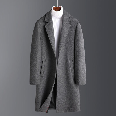 羊毛呢大衣男中长款韩版休闲男士中青年风衣冬季加厚呢子外套