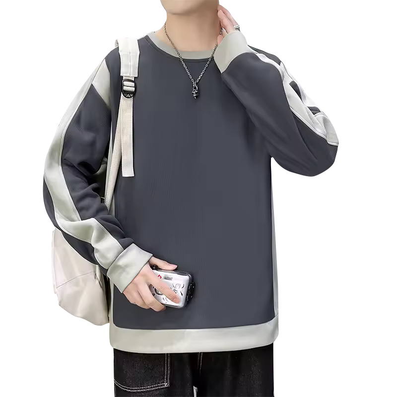 Yipinyuan YPY-6017-P30 French Rib Two tone Sweater Men's Round Neck Versatile Simple Top_voghion.com