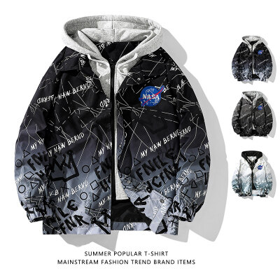 NASA联名秋季2022外套男假两件潮牌宽松青少年休闲夹克潮