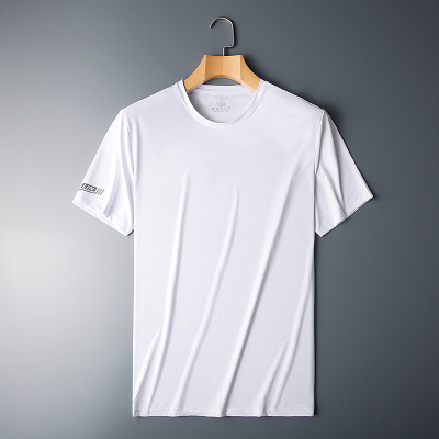 冰丝短袖T恤男士2022夏季新款空调网眼透气宽松大码纯色薄款