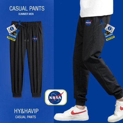 NASA夏季裤子男士韩版潮休闲长裤九分运动抽绳束脚