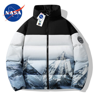 NASA2022秋冬季新品加厚立领羽绒服男士短款青年白鸭绒休闲外套潮