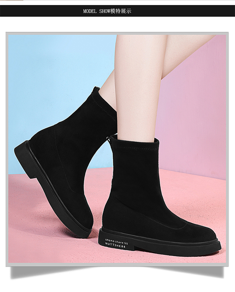 平底女靴子冬季新款英伦风简约短靴女士保暖厚底马丁3629