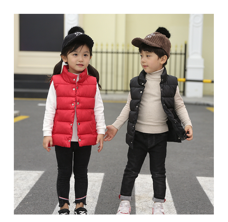 唐努乌 儿童男女棉衣马甲潮童立领纯色马甲棉服
