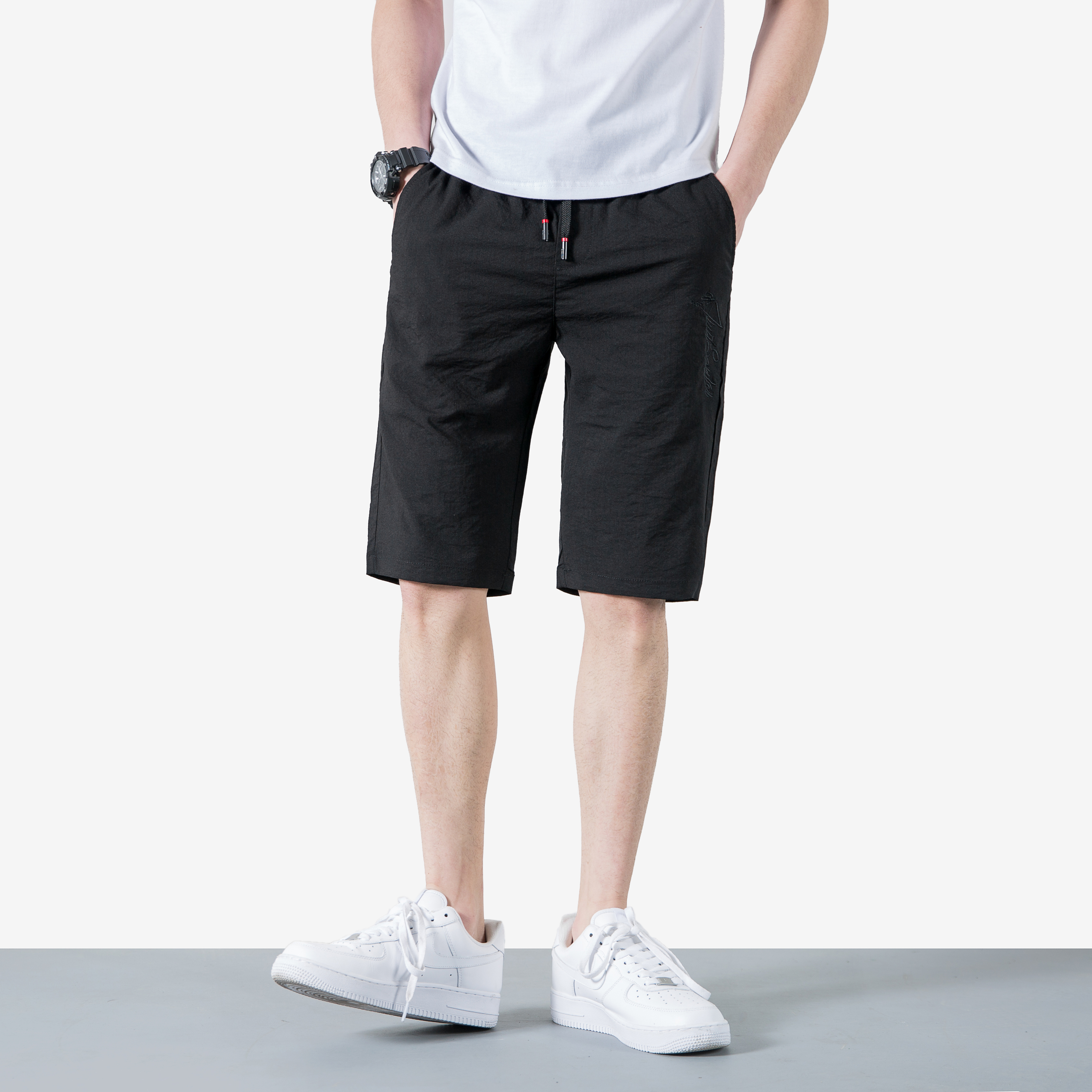 男士短裤五分裤夏天休闲松紧腰直筒宽松哈伦裤子余文乐工装裤男潮