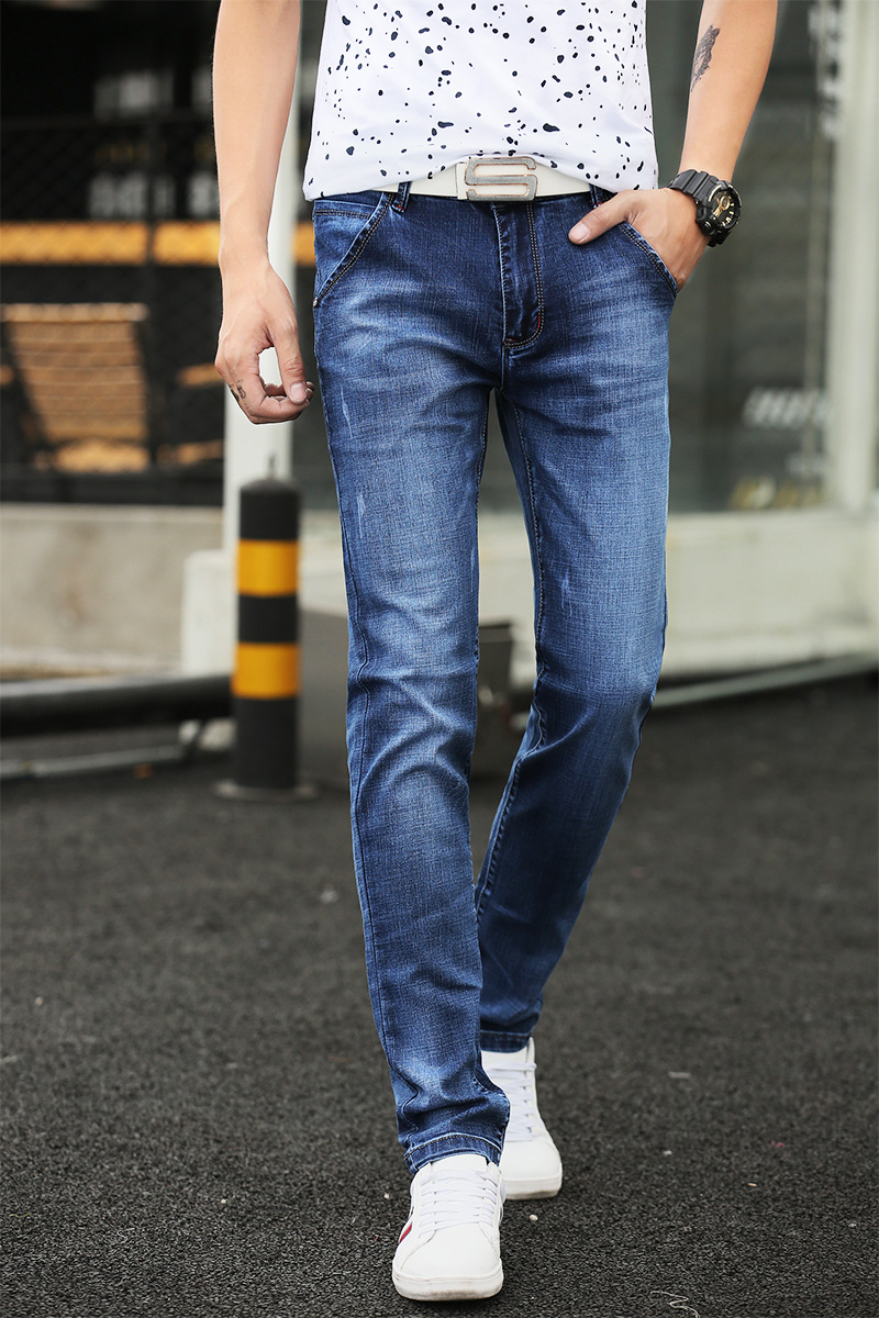 男士牛仔裤春季夏薄款青年韩版潮流学生修身小脚直筒休闲男裤子长