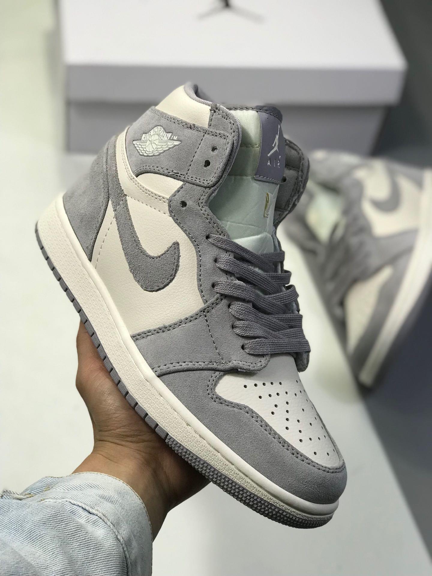 air jordan 1 aj1 灰紫色麂皮材质跑步鞋莆田鞋