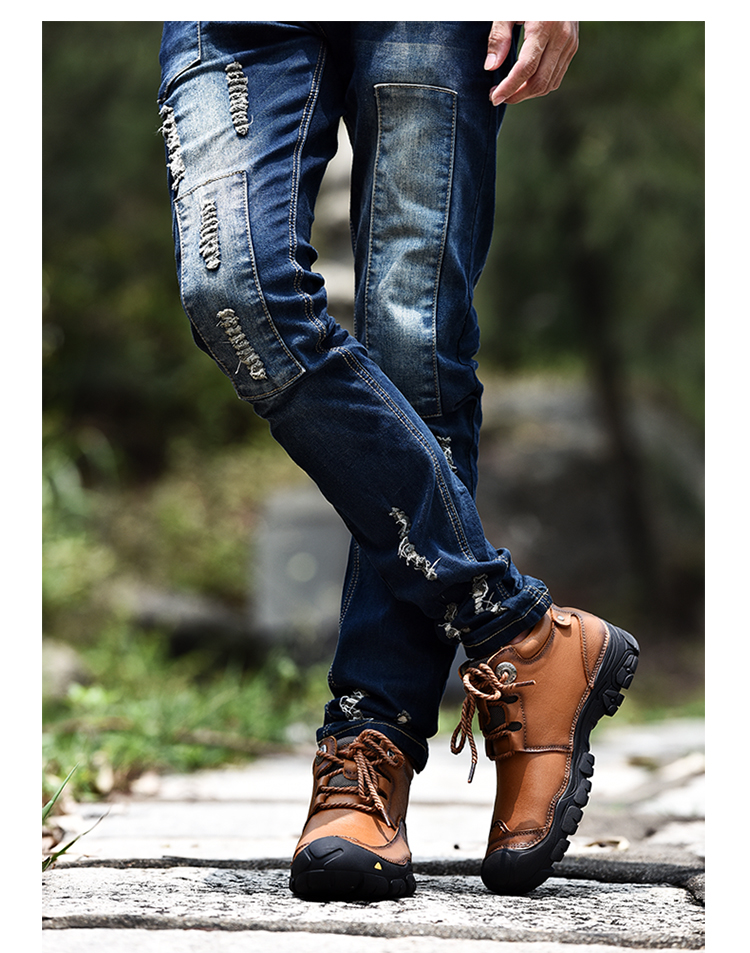 冬季新款户外登山鞋高帮真皮男鞋徙步休闲鞋大码跨境专供潮鞋旅行