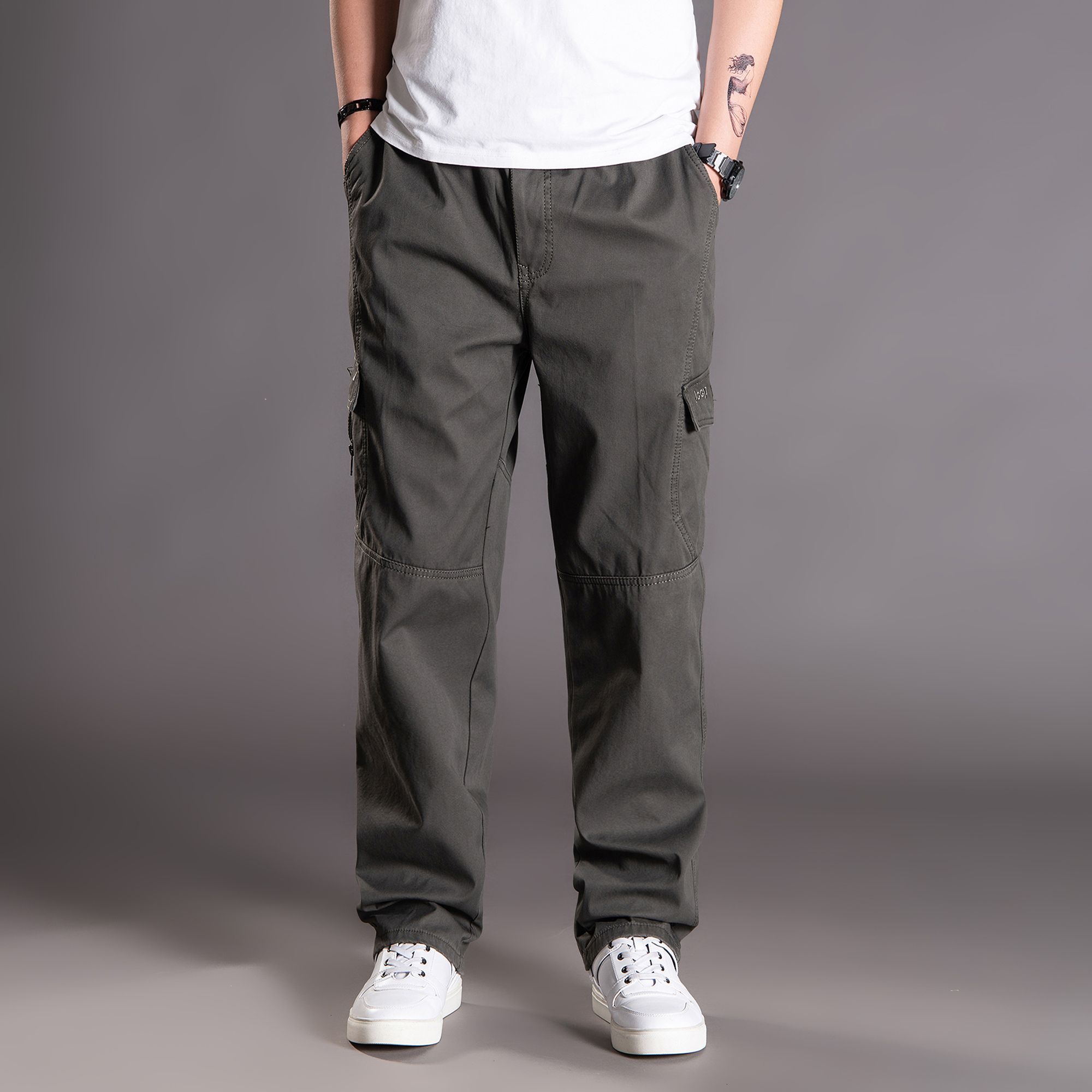 秋长裤户外速干裤男秋季薄款多口袋运动宽松冲锋工装裤子男休闲裤