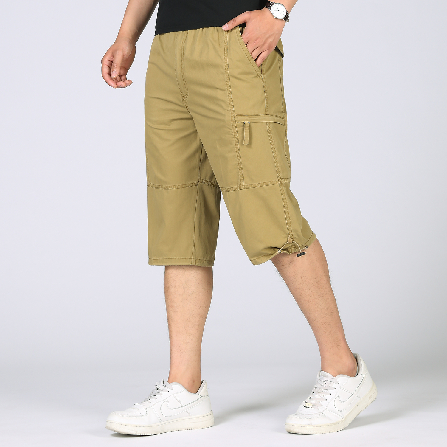 七分裤男夏季宽松纯棉短裤中年休闲裤中老年人薄裤爸爸短裤