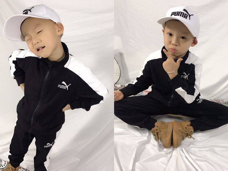 579021彪马童装李现同款童装300克大卫衣布料95棉绣标