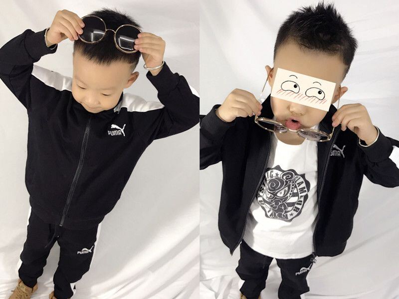 579021彪马童装李现同款童装300克大卫衣布料95棉绣标