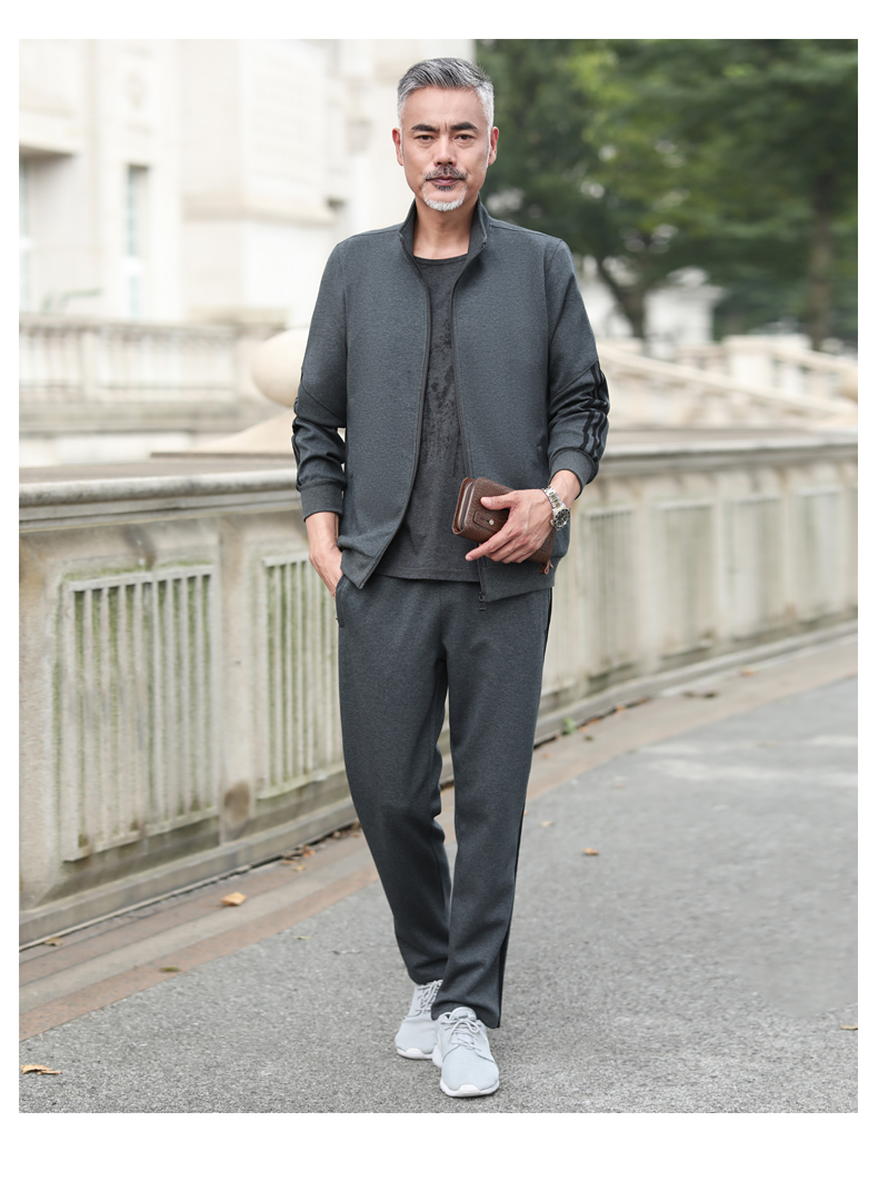 2019春秋款新品男士老年人套装韩版绅士帅气男士两件套三件套