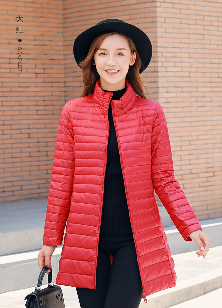 轻薄款羽绒服中长款女2019新款爆款立领外套【档口现货】