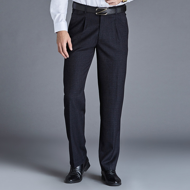 秋冬男士西服裤子商务休闲西装裤宽松直筒厚款正装上班黑色西裤男