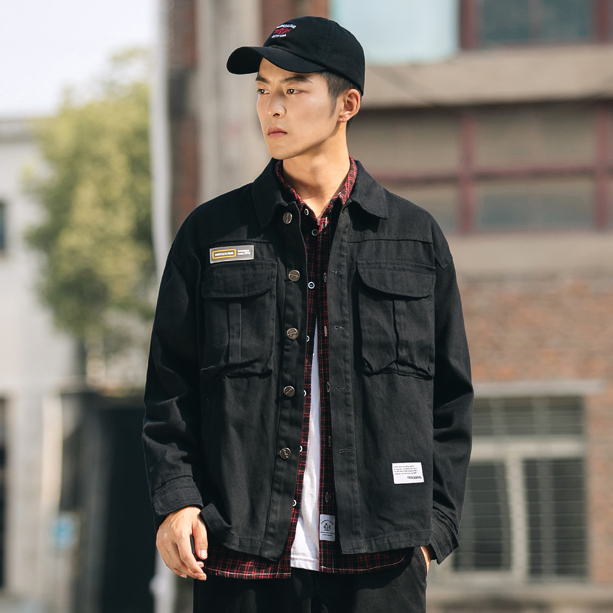 外景2019秋冬新款日系工装夹克男大口袋翻领夹克外套男jk-9003p85