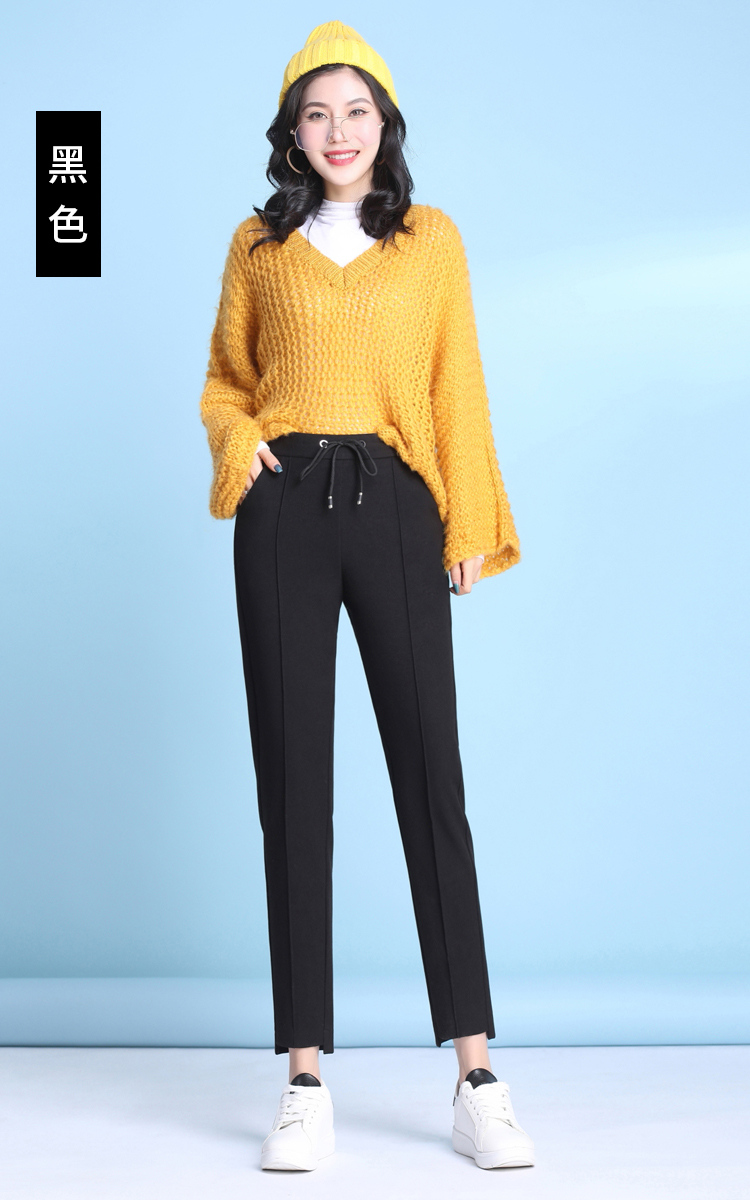 加厚毛呢哈伦裤女秋冬女式韩版萝卜裤百搭呢料裤子显瘦锥形小脚裤