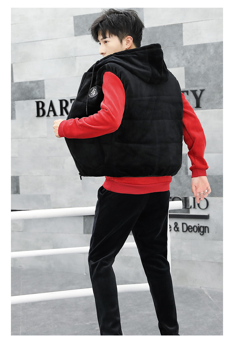 金丝绒三件套卫衣套装男韩版时尚潮流冬季卫衣冬季衣服加绒加厚