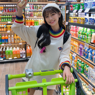 9962#实拍 加绒250克 半高领加绒加厚卫衣女-青创网