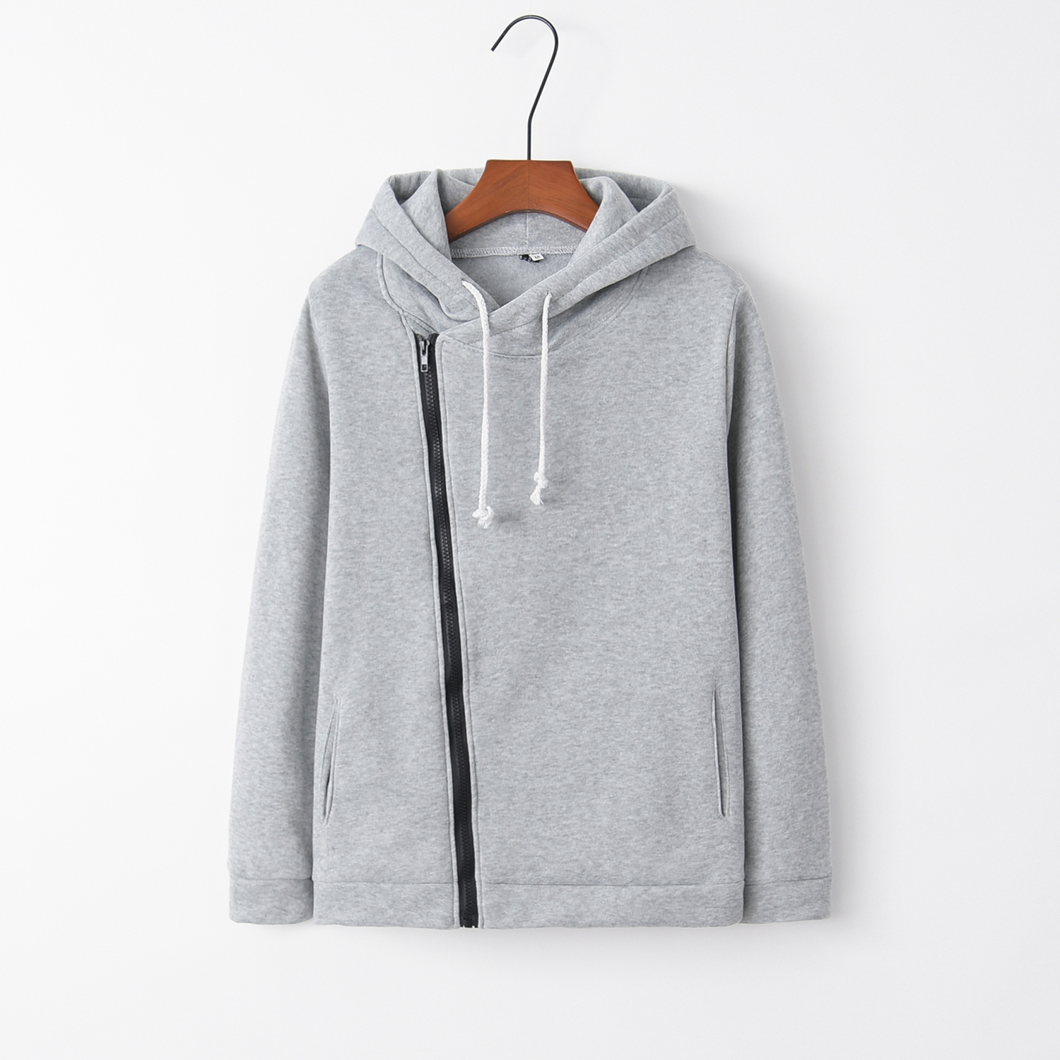 ebay速卖通爆款2019秋季时尚长袖翻领口袋斜拉链卫衣外套