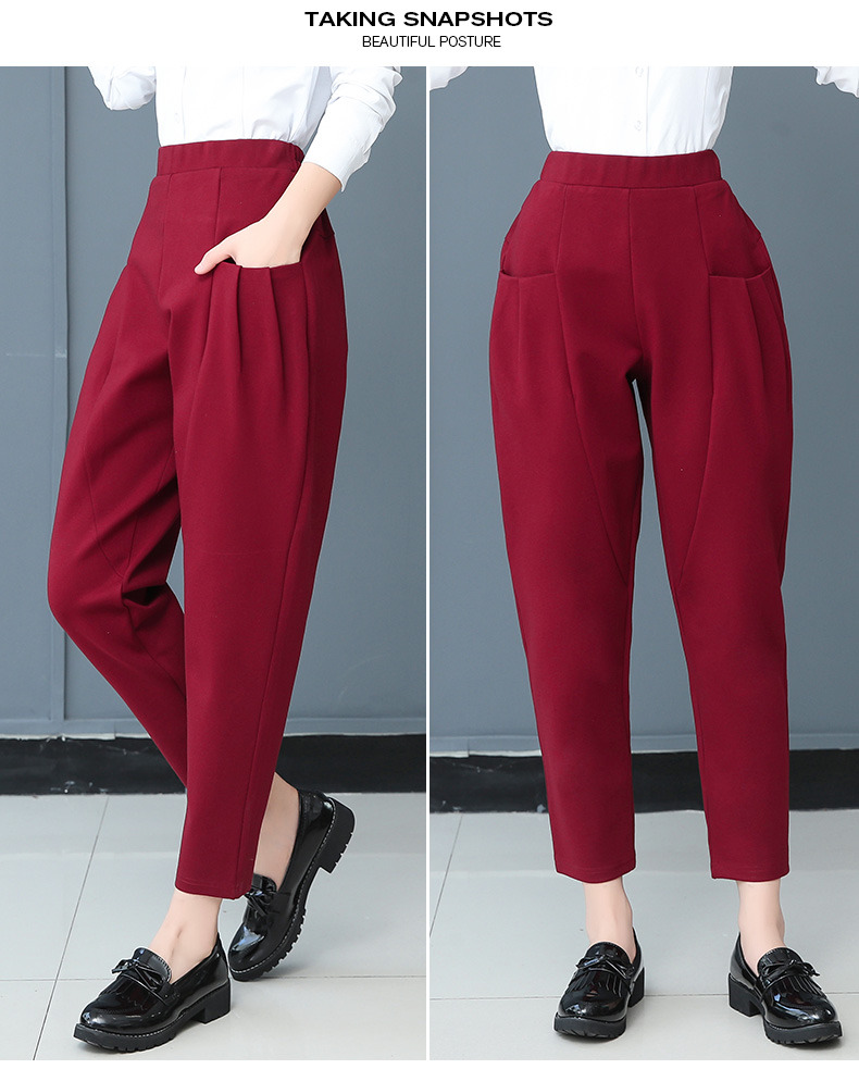 西装裤女春季新款裤子女裤上宽下窄九分直筒宽松萝卜裤哈伦裤