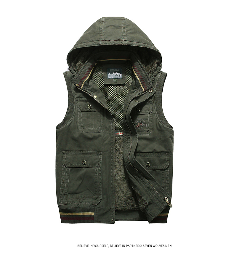 jeep纯棉马甲背心中年男士春秋户外休闲无袖外套双面坎肩