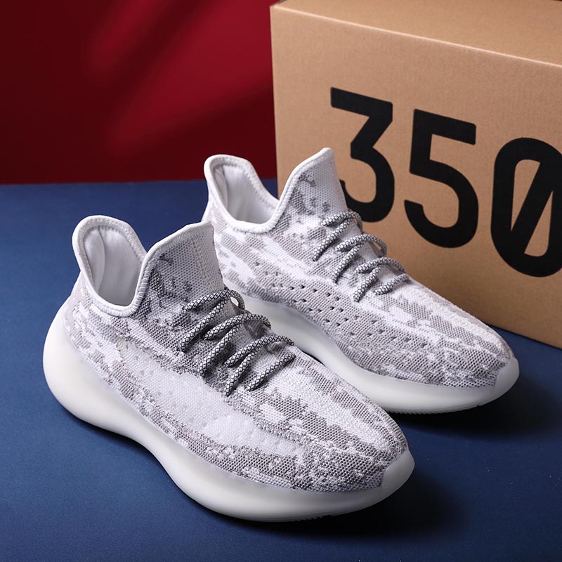 2020春季新款350v3椰子鞋yeezy鞋带反光飞织小白鞋