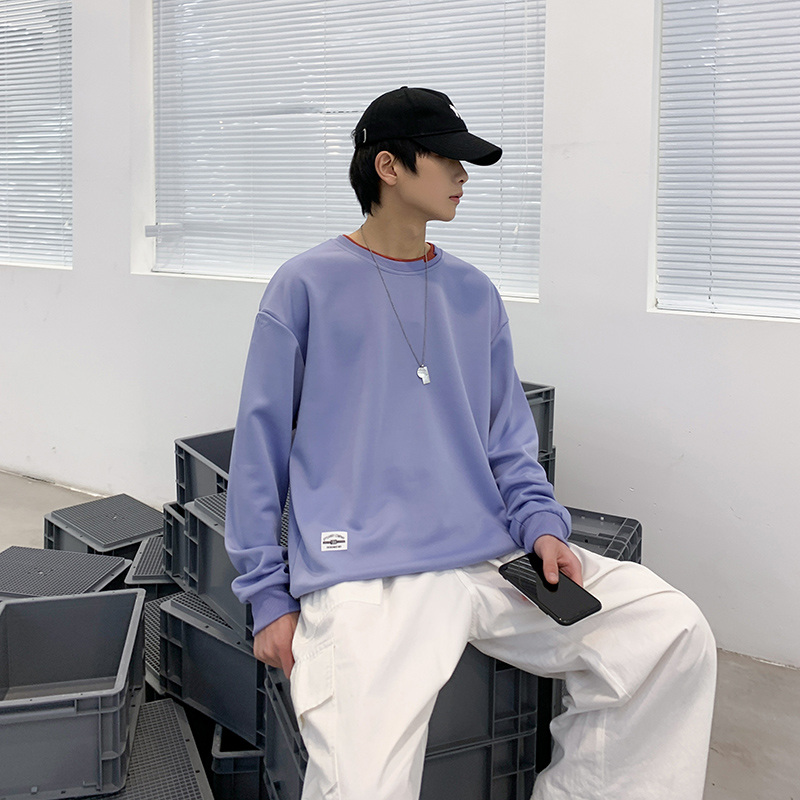 【 Yipin Source 】 Instagram Maglione finto in due pezzi per ragazzi Trendy a maniche lunghe stile ampio e pigro 6720_voghion.com
