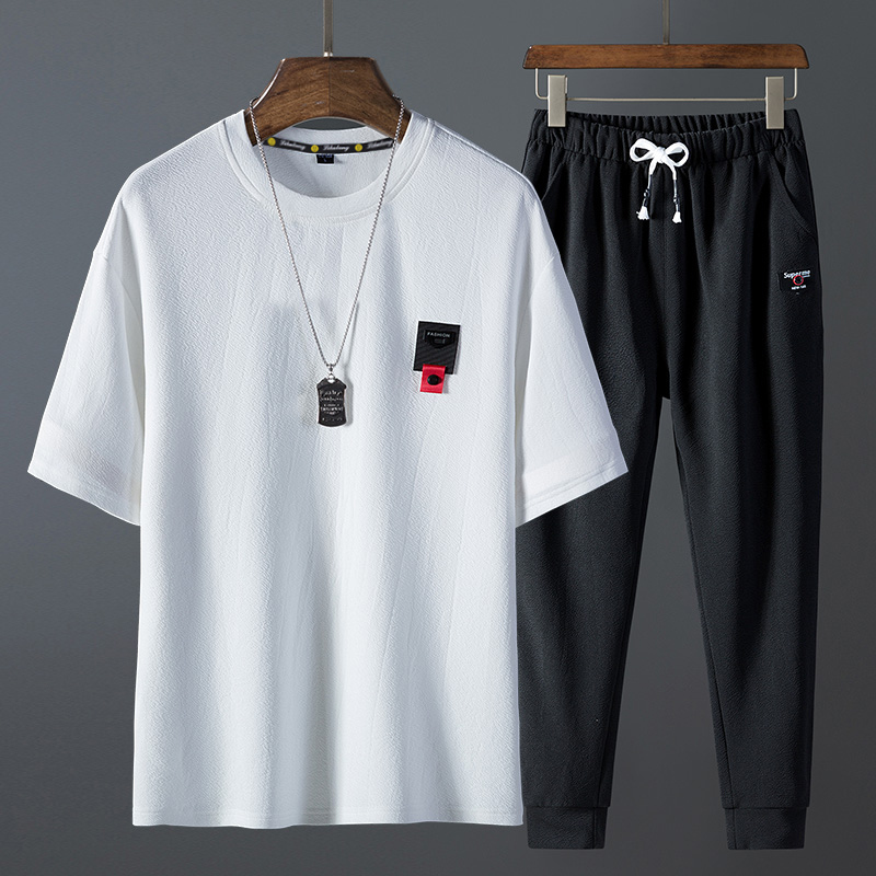 休闲运动套装男士潮牌夏季短袖t恤男装夏装帅气两件套