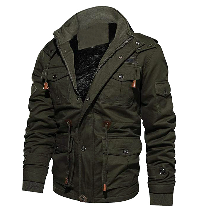 跨境专供秋季薄款军装夹克加绒加厚工装连帽脱卸帽夹克