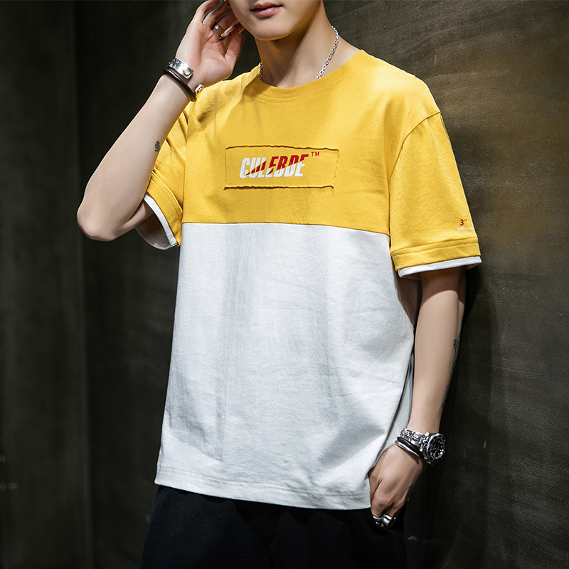 夏天短袖t恤男装2020新款上衣圆领夏季打底衫潮流半袖男生