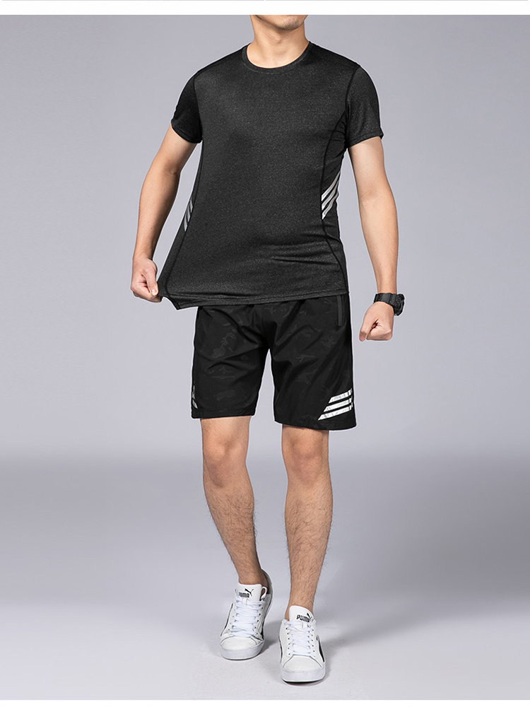 短袖套装男短衣短裤2020夏季纯色舒适宽松运动休闲套装两件套