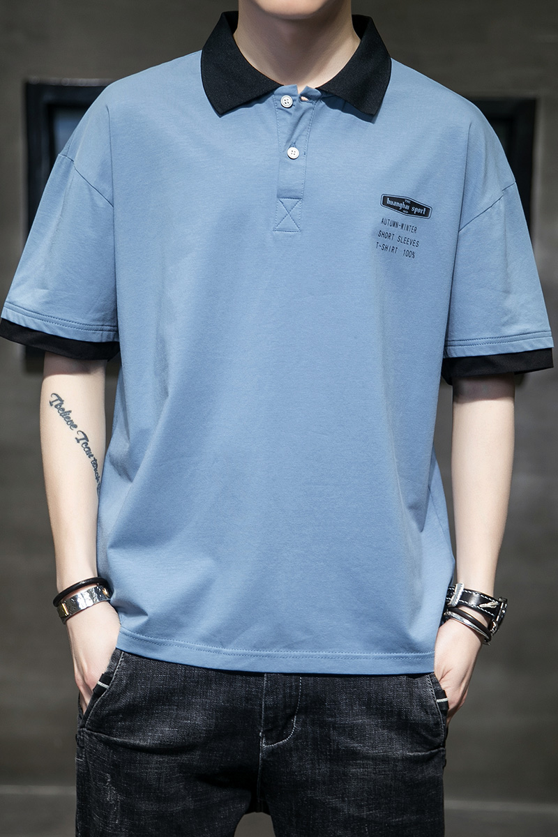 新款polo衫男潮牌ins翻领t恤男短袖潮流帅气嘻哈半袖宽松