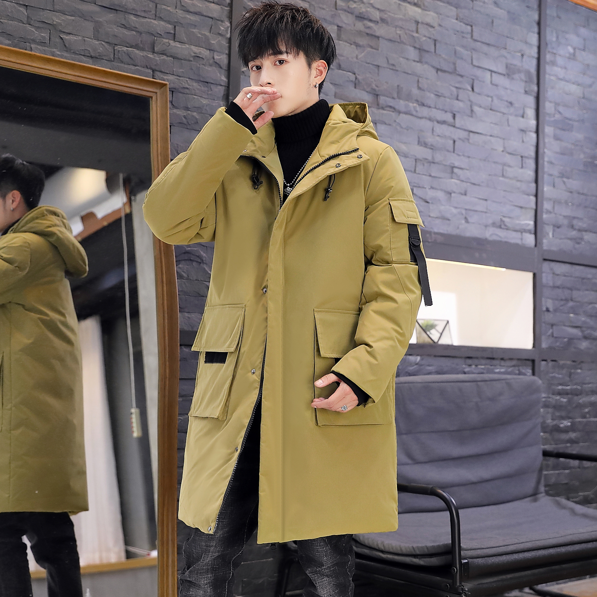 新款男士中长款羽绒服冬装外套男加厚羽绒服xz1216-993-p130