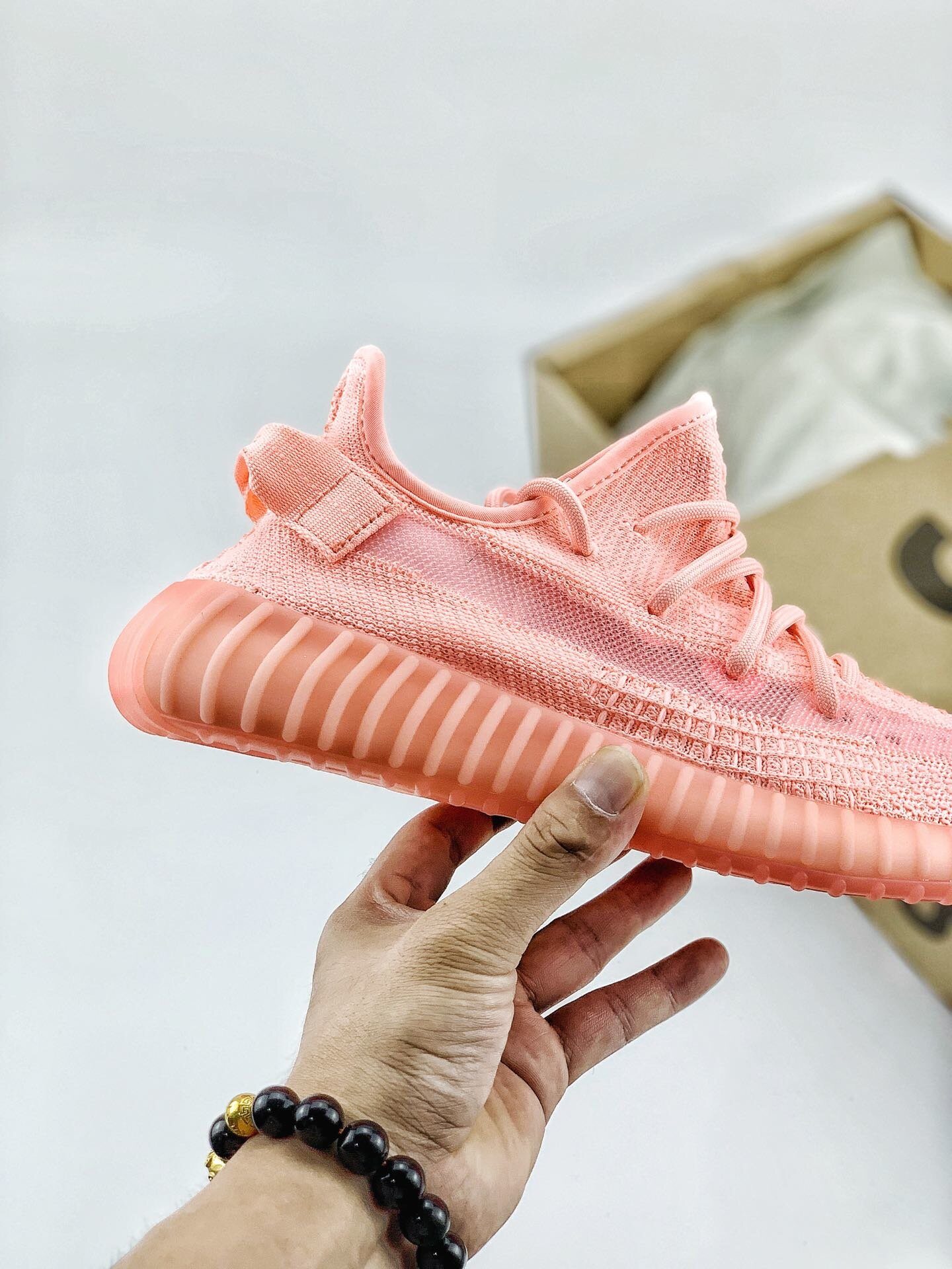 椰子350v2真爆荧光粉轻便透气男女鞋运动鞋