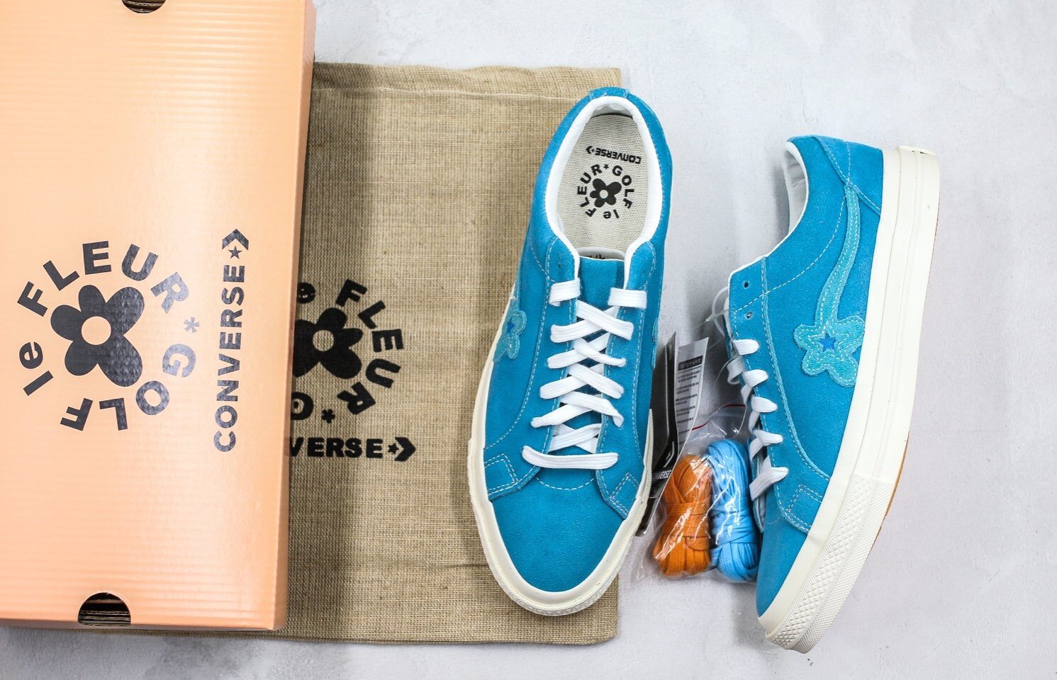 日系one star 小花ttc天蓝色调麂皮低帮帆布鞋板鞋