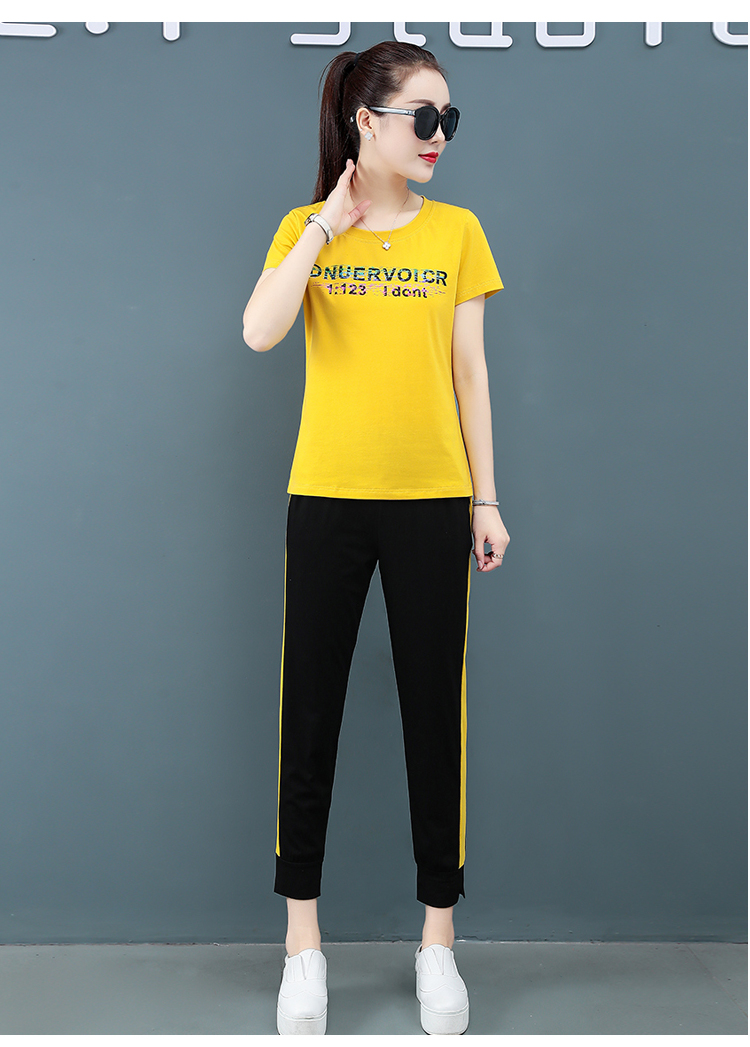 运动服套装女2020夏季新款韩版宽松百搭时尚夏天女装跑步服两