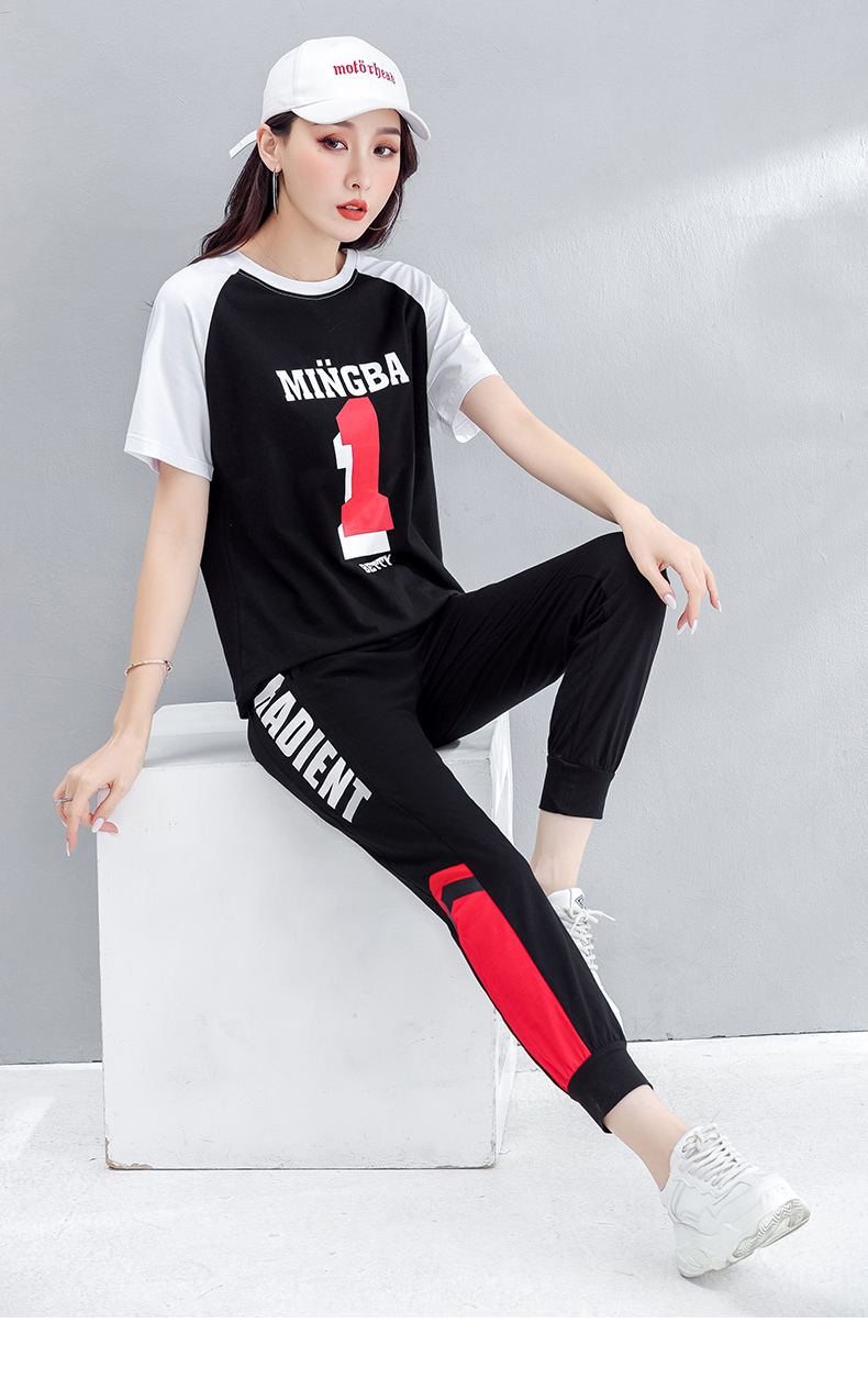 夏季新款套装女休闲运动短袖长裤两件套潮韩版时尚