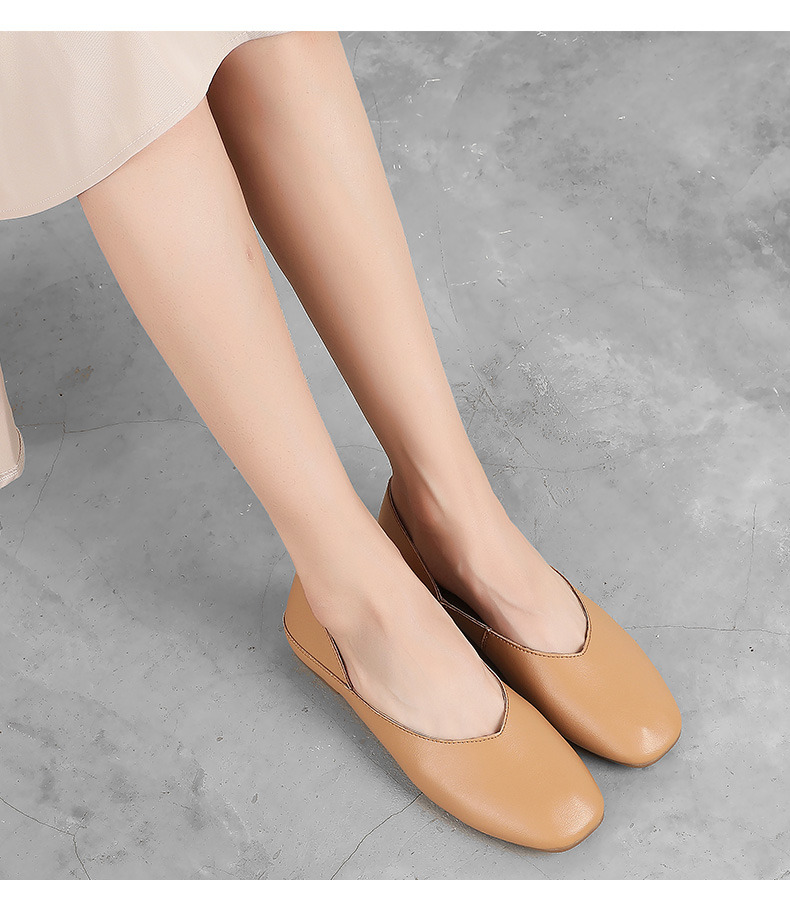 公猴奶奶鞋女单鞋2020春款平底豆豆鞋春秋新款百搭真皮一脚蹬