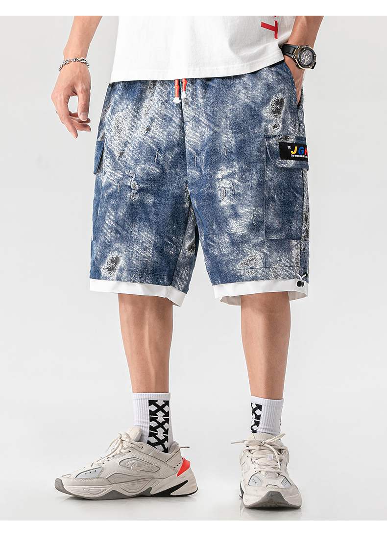 2020新款夏季美式迷彩工装贴袋宽松嘻哈五分裤短裤男潮牌裤子