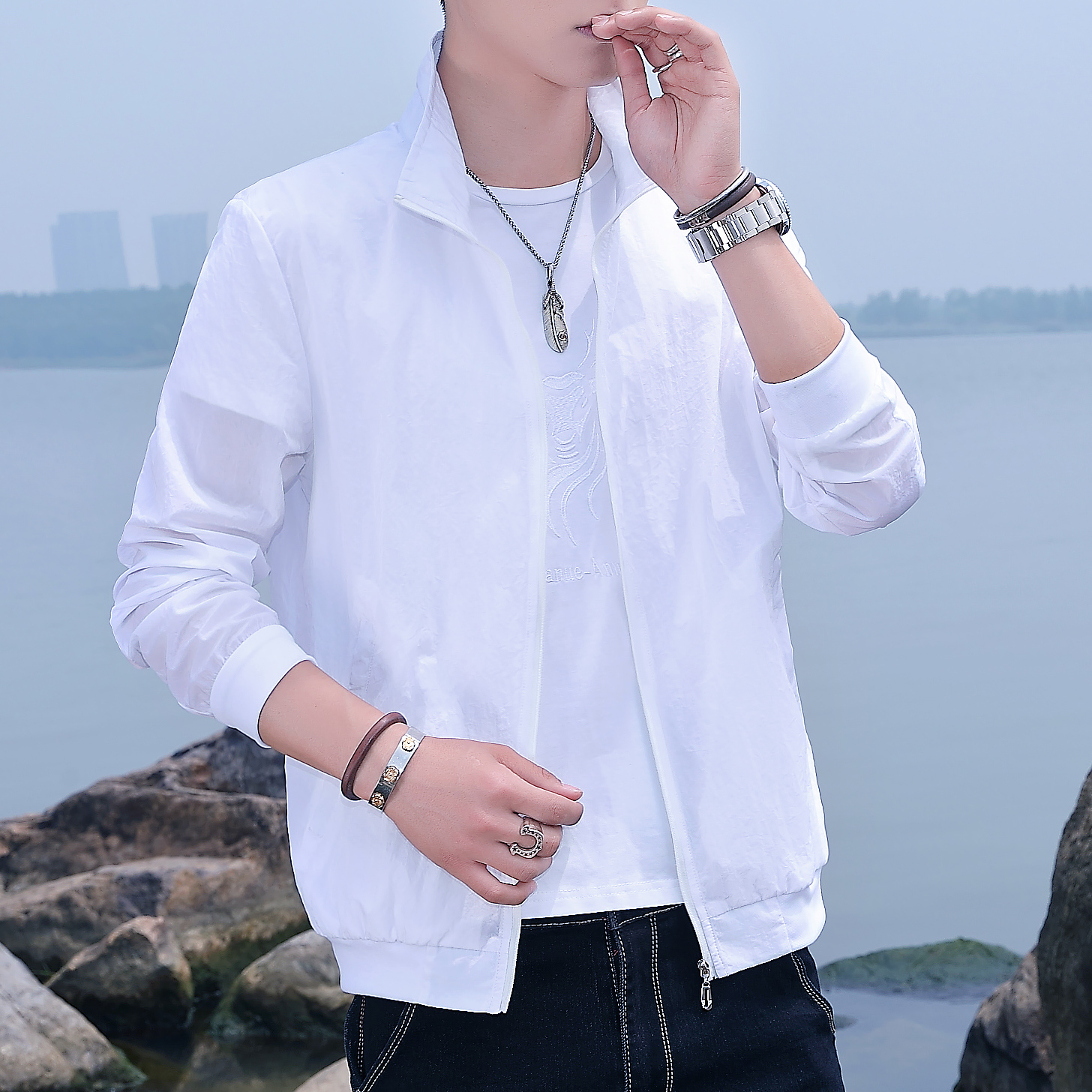 户外防晒衣男夏季薄款透气皮肤衣女长袖防风衣外套钓鱼男士防晒服