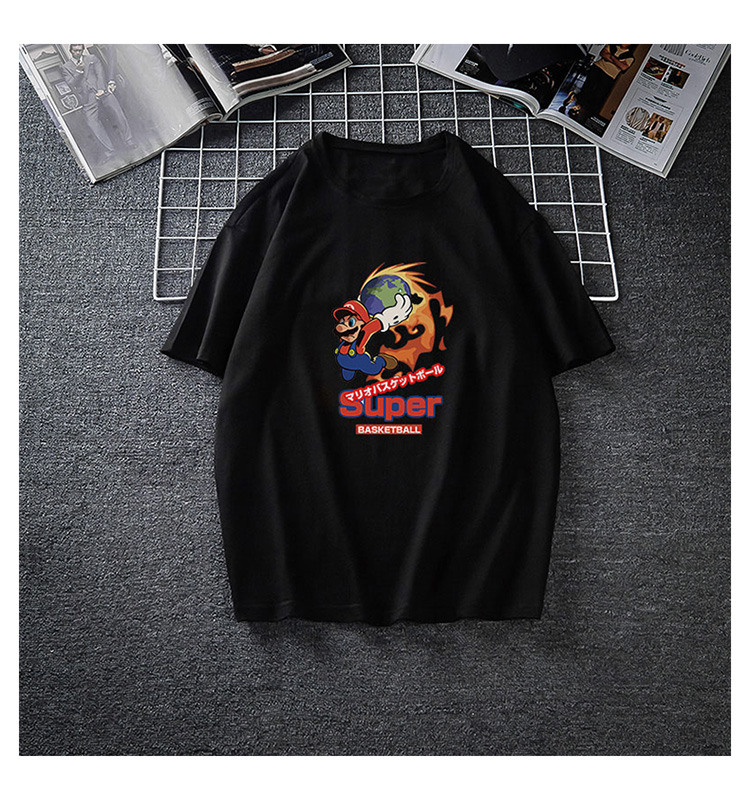 玛丽奥蘑菇联名t恤纯棉宽松半袖男女夏季网红ins超火潮牌潮流