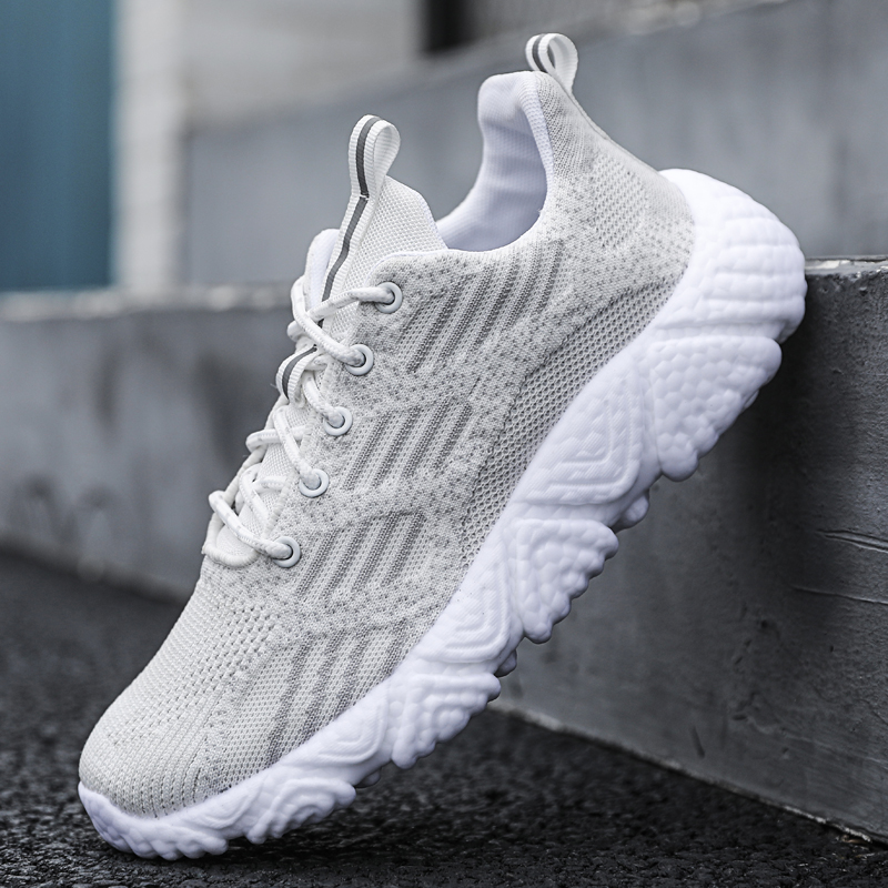 满足【552】爆米花飞织鞋晋江鞋md底 跑鞋运动鞋 白色 黑