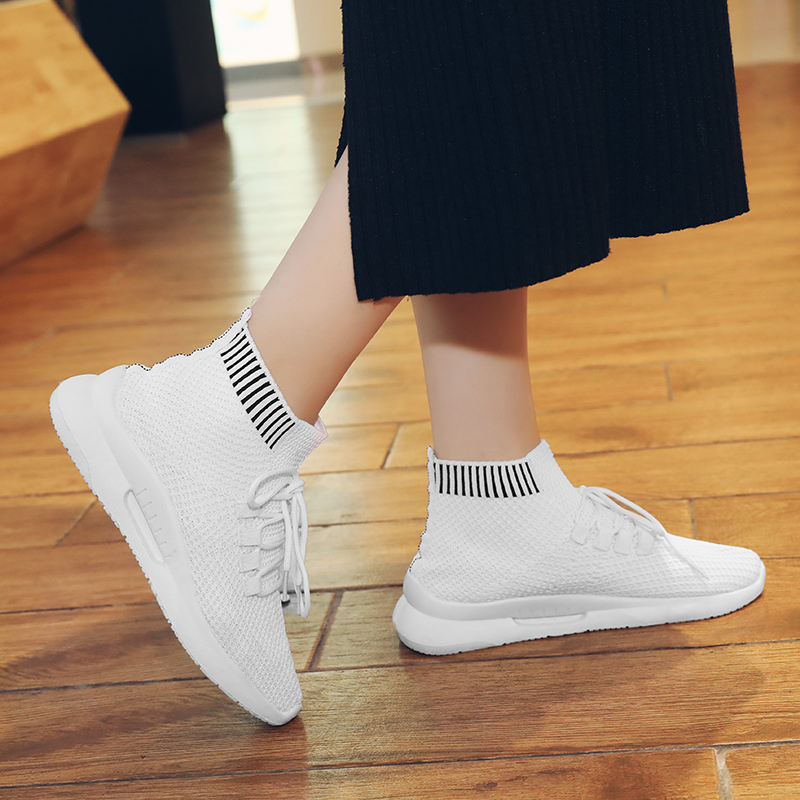 弹力袜子鞋女2020新款韩版ins超火网面懒人鞋学生百搭高帮