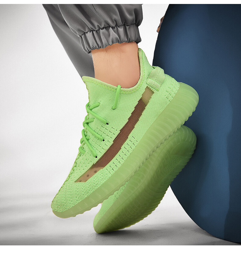 夜光绿yeezy350v2荧光鞋潮鞋