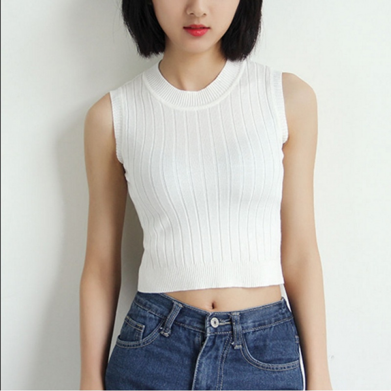 苍念吊带背心女款外穿韩版黑白色无袖宽松露脐百搭针织打底衫夏